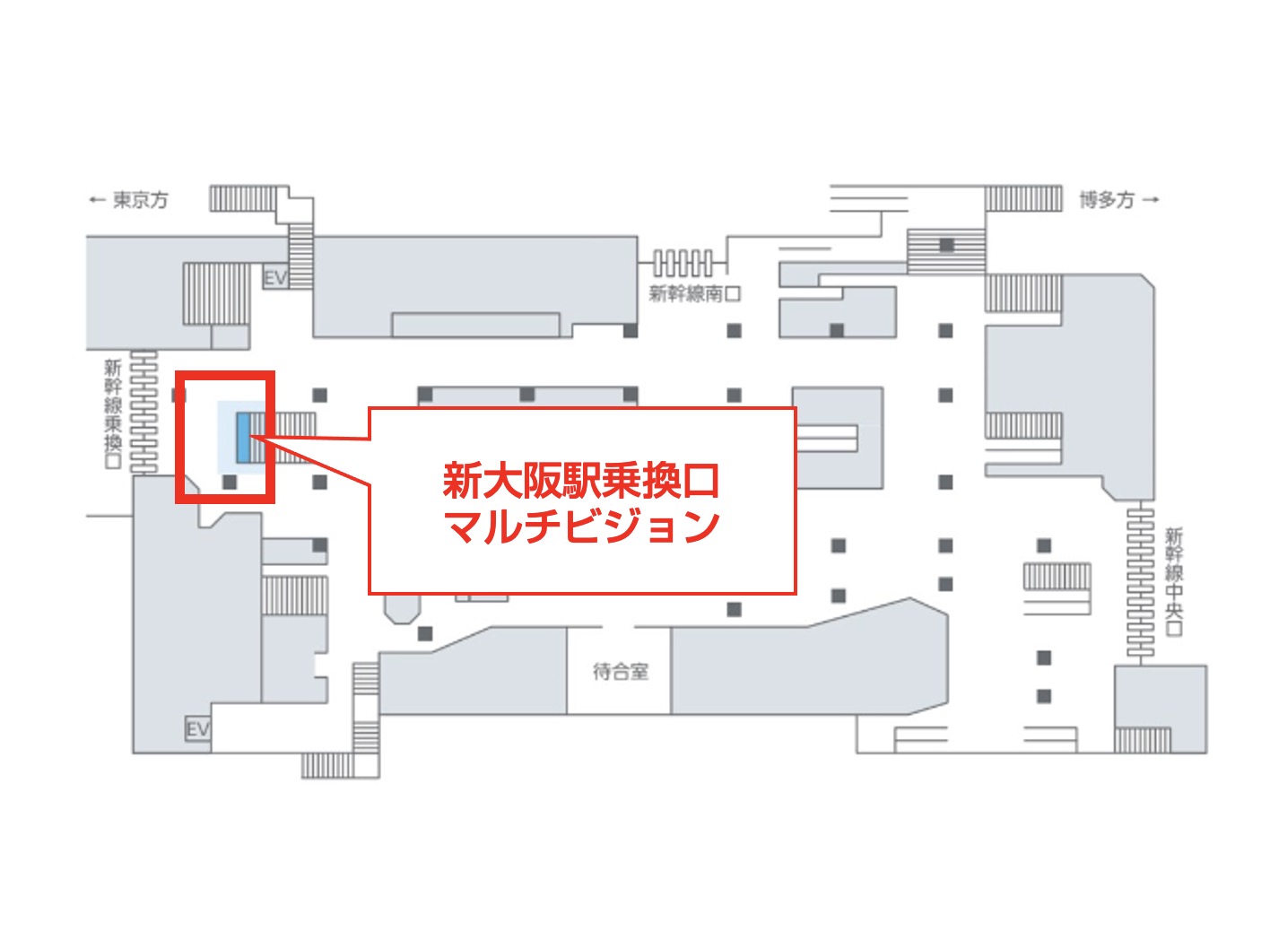 新大阪駅 乗換口マルチビジョン 配置図