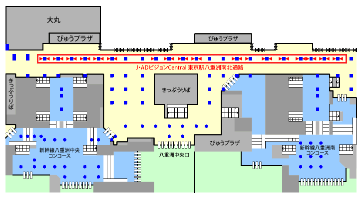 J・ADビジョンCentral東京駅八重洲南北通路 配置図