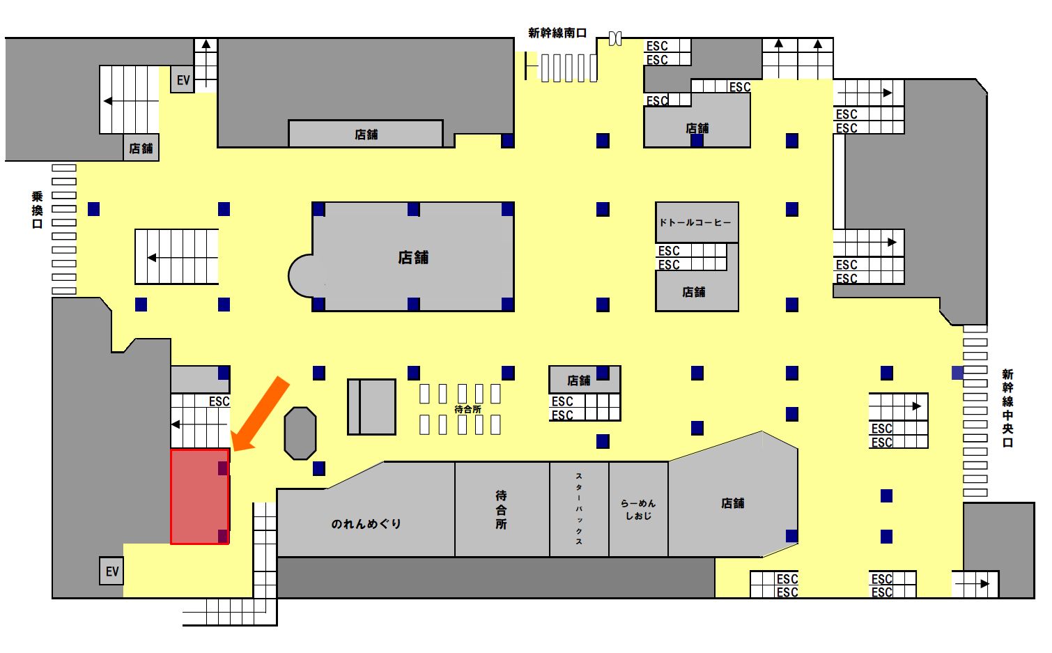 新大阪駅 トイレ個室内デジタルサイネージ 配置図