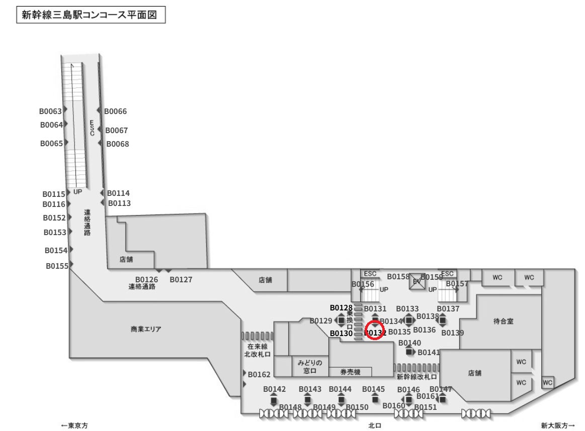三島駅乗換口　No.B0132 配置図