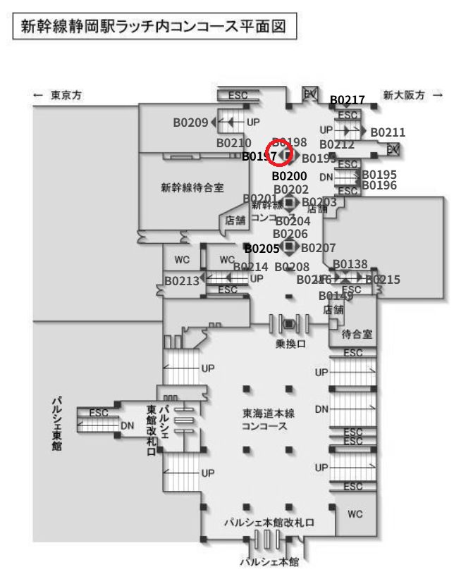 静岡駅改札内コンコース柱　No.B0179 配置図